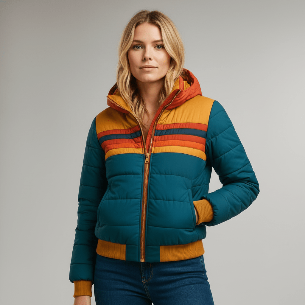 Lucy™ | Retro Rainbow Puffer Jacket