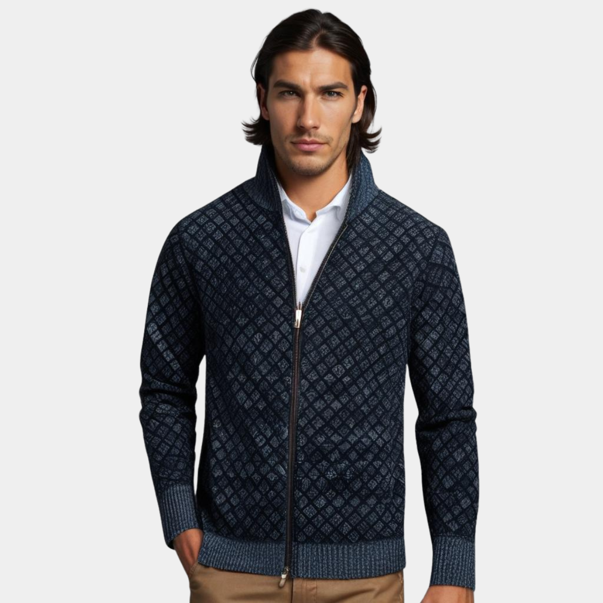 James™ | Textured Knit Zip Cardigan