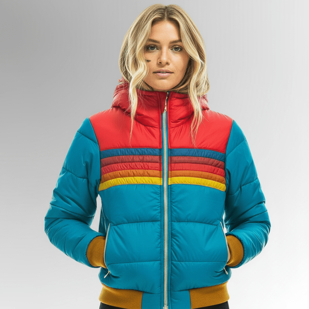 Lucy™ | Retro Rainbow Puffer Jacket