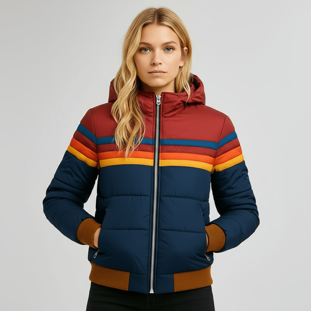 Lucy™ | Retro Rainbow Puffer Jacket